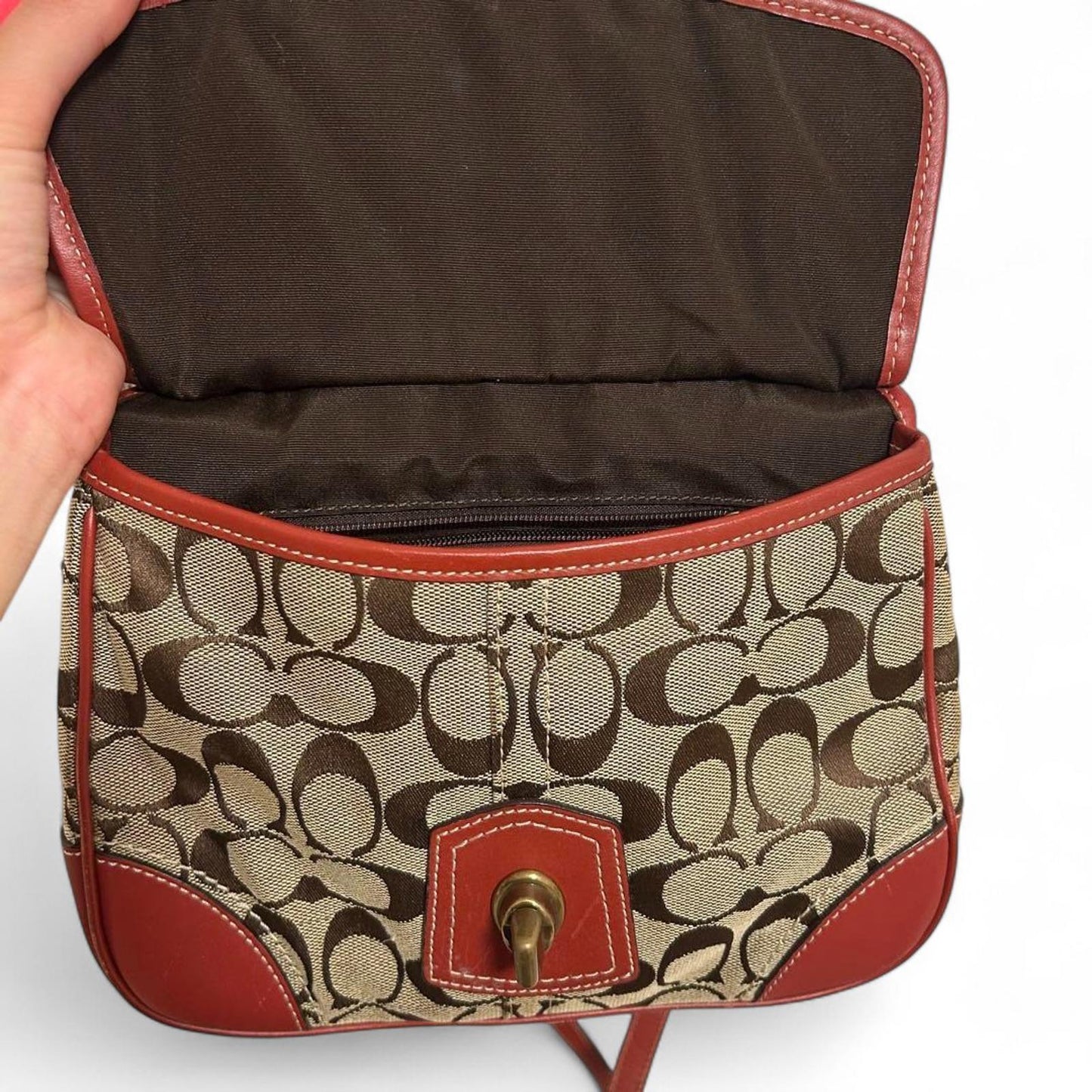 Coach - Signature Canvas Shoulder Bag with Leather