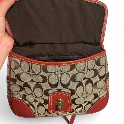 Coach - Signature Canvas Shoulder Bag with Leather