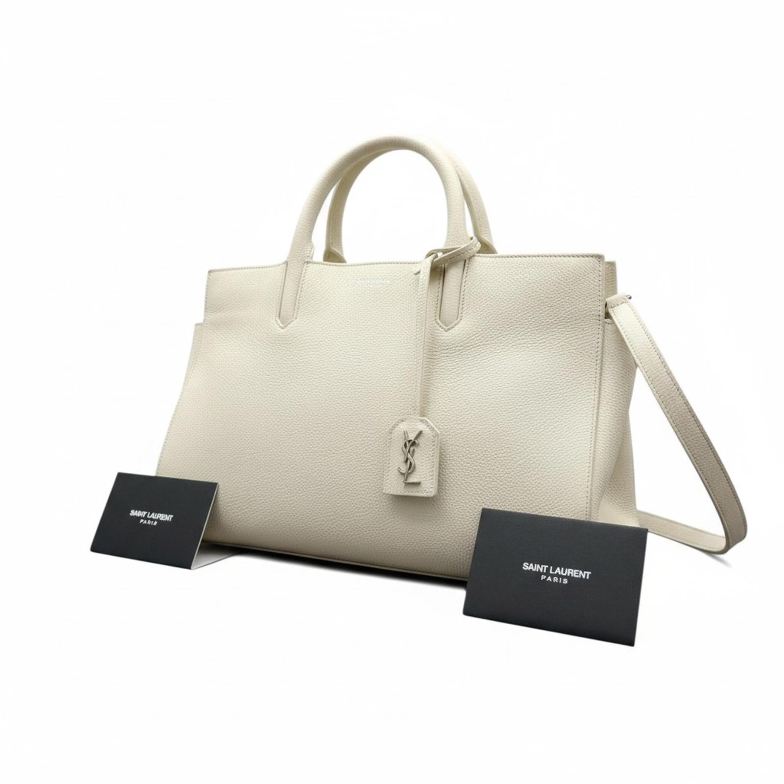 Saint Laurent - Cream Leather Handbag Top Handles