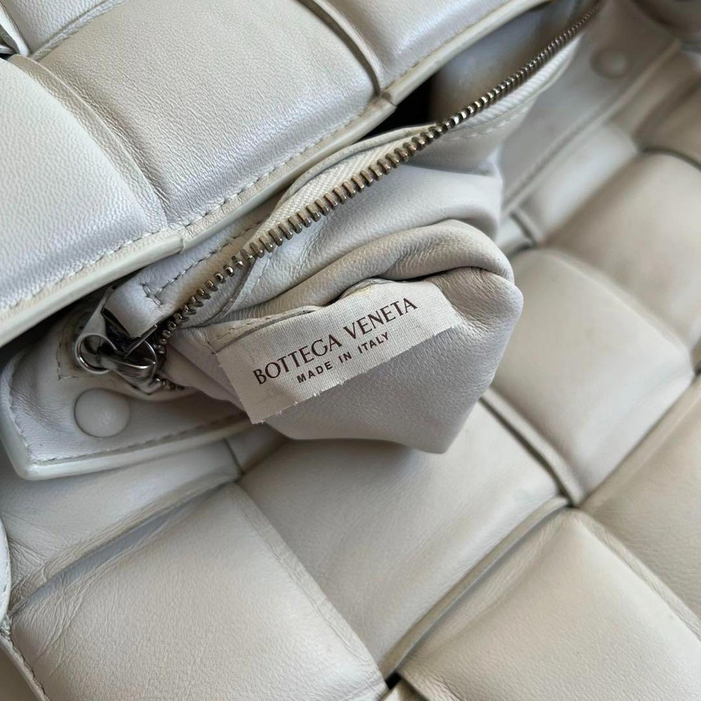 Bottega Veneta - White Woven Leather Shoulder Bag