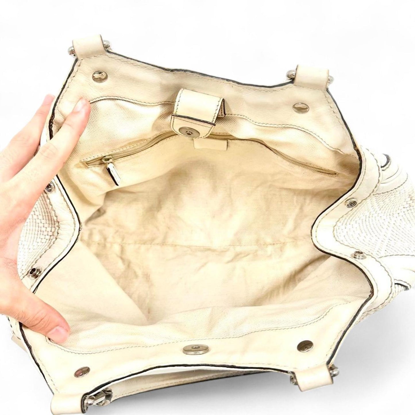 Gucci - White Leather Handbag Signature Logo