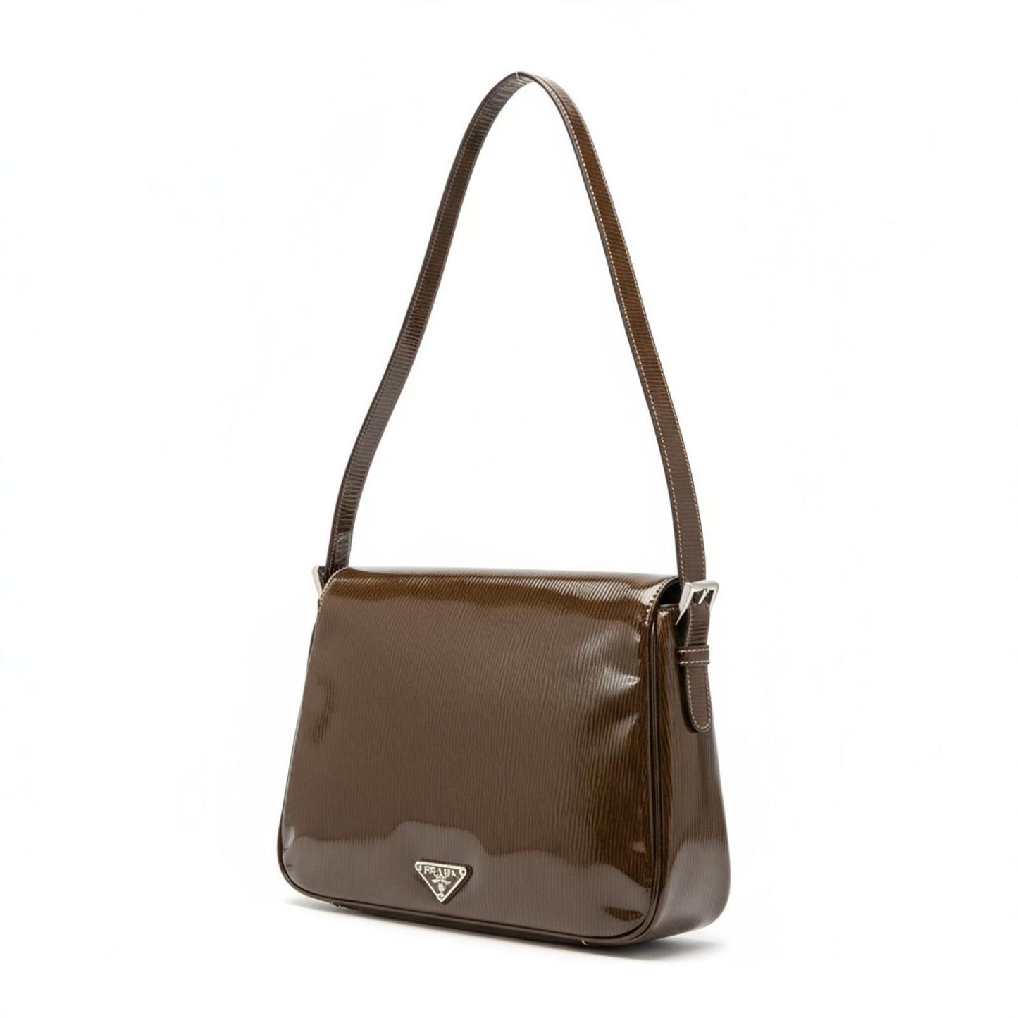 Prada - Brown Patent Leather Shoulder Bag