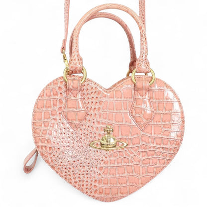 Vivienne Westwood - Orb Heart Shaped Pink Embossed Handbag