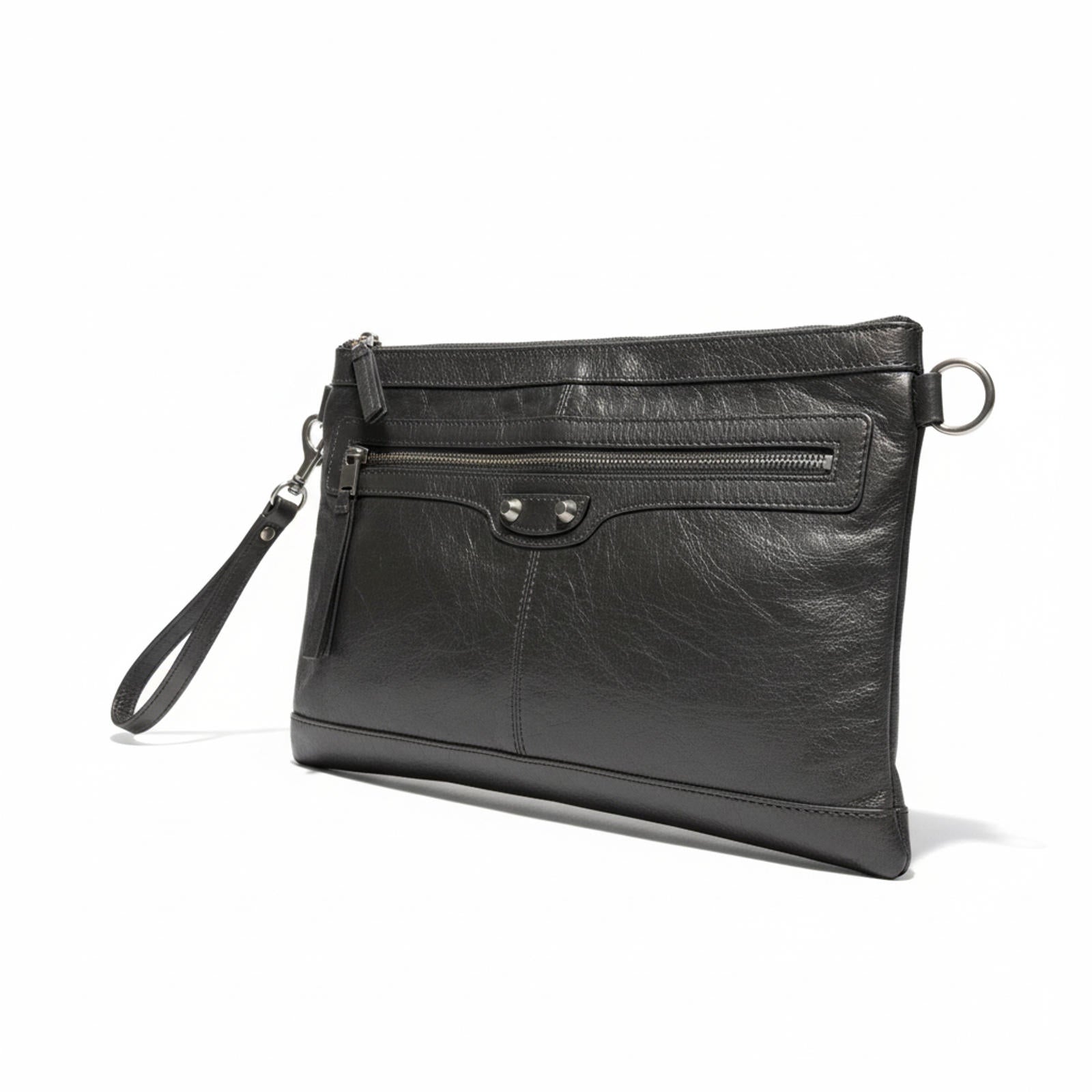 Balenciaga - City Black Leather Clutch Wristlet
