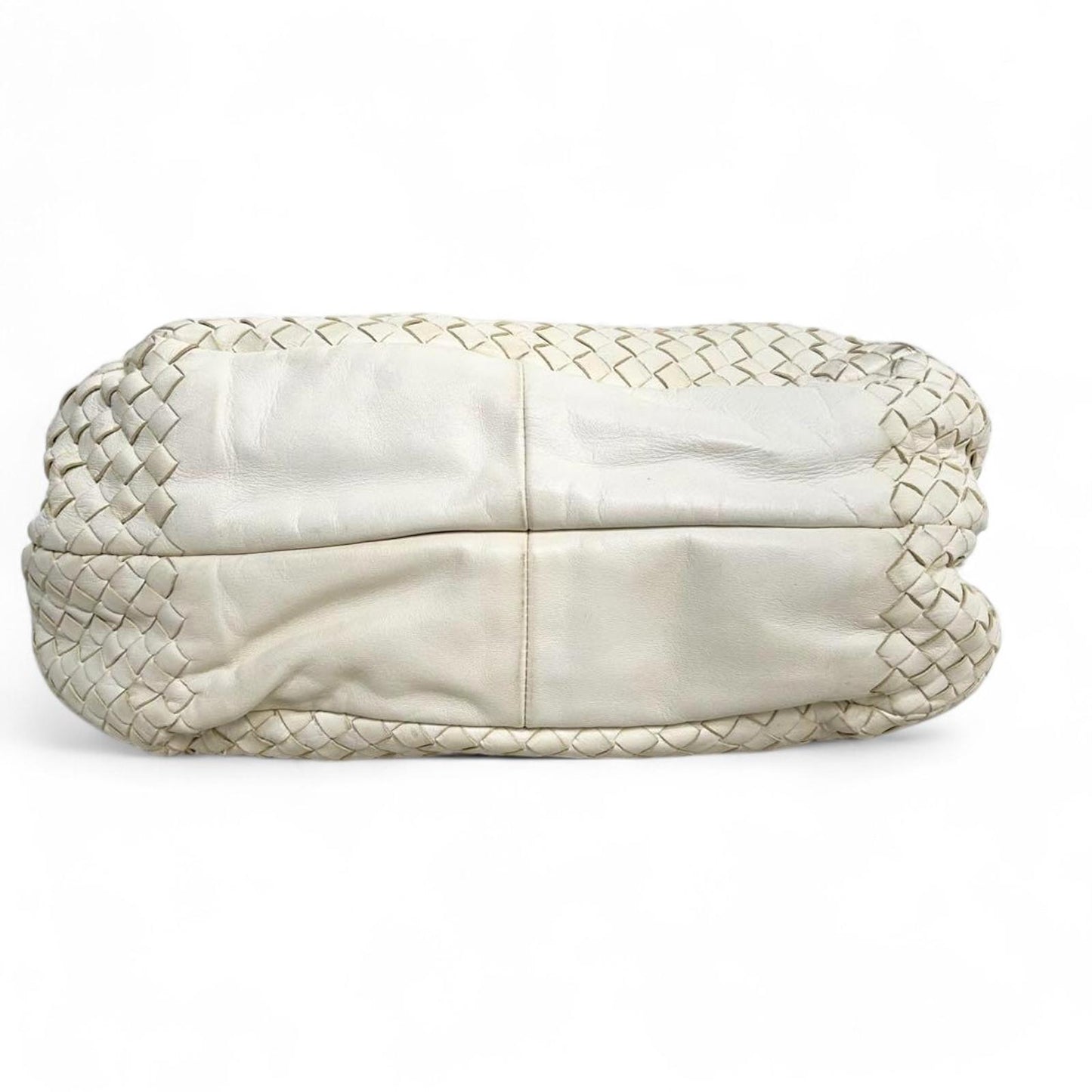 Bottega Veneta - White Woven Leather Shoulder Bag