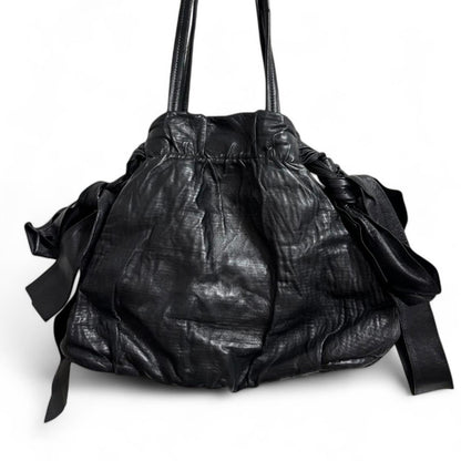 Prada - Black Leather Handbag Side Bows