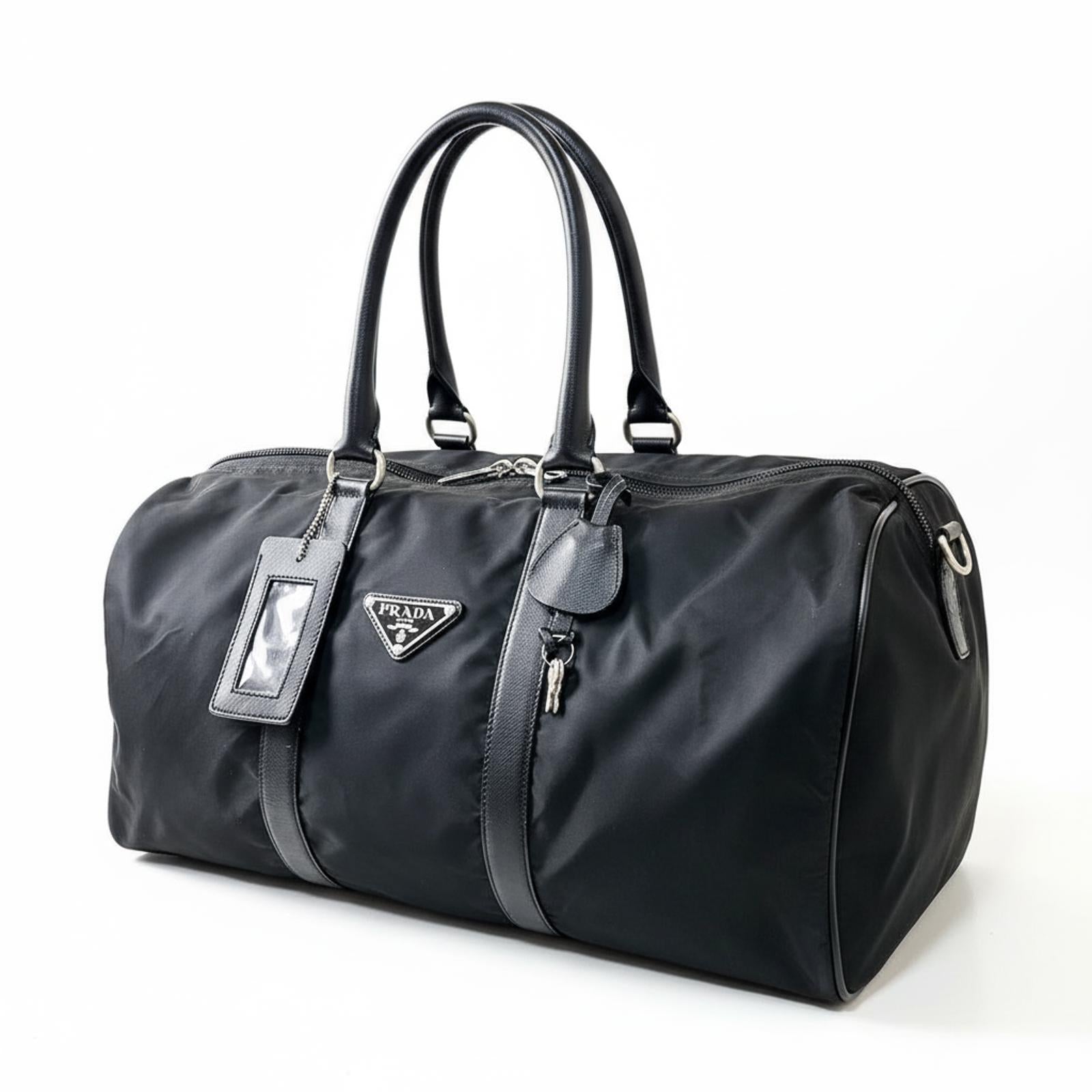 Prada - Black Nylon Leather Travel Bag