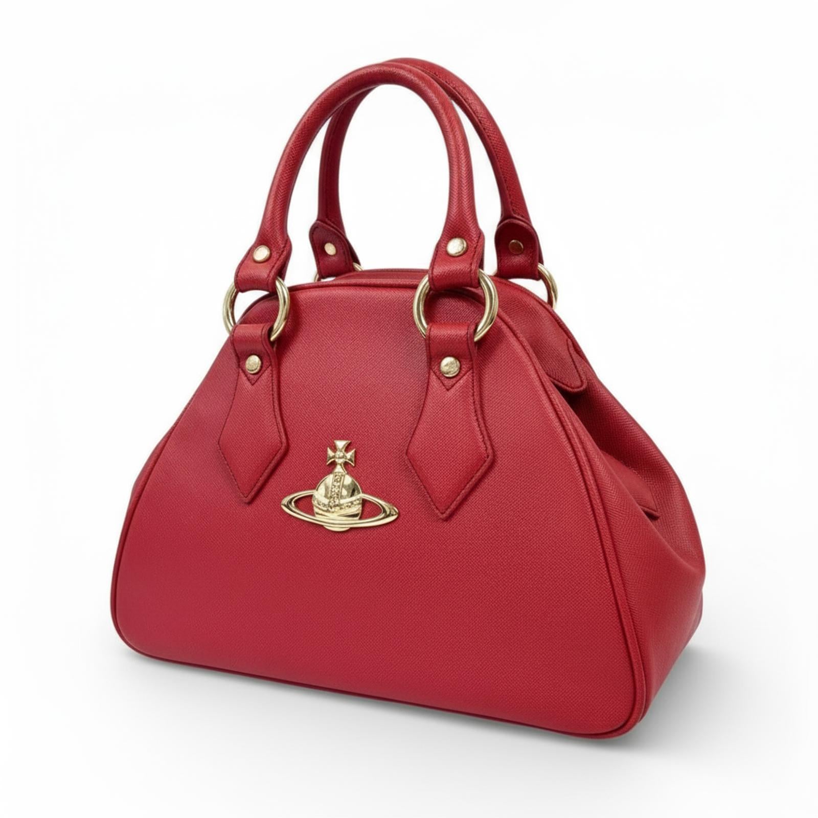 Vivienne Westwood - Red Leather Handbag Gold Orb Logo