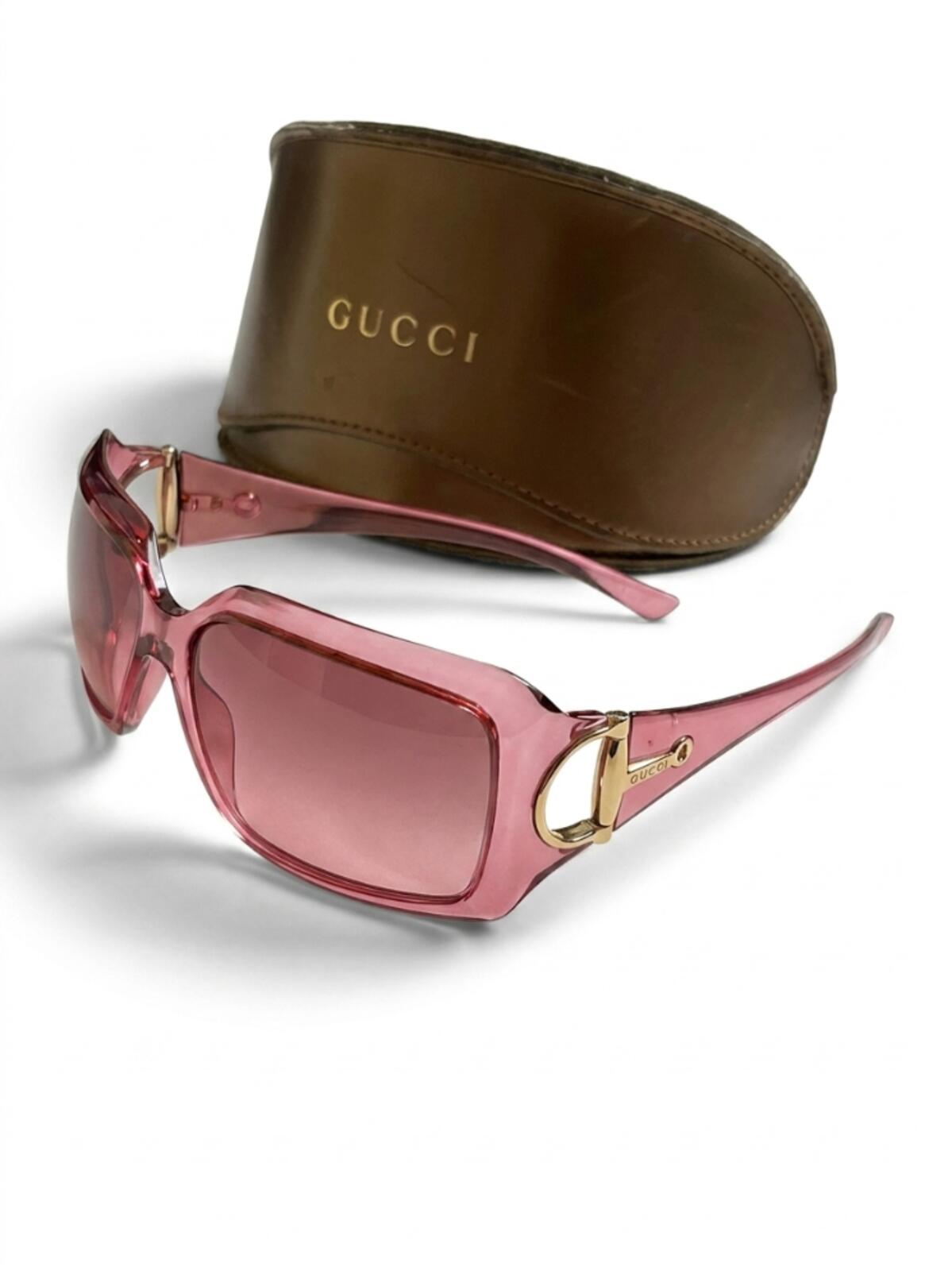 Gucci - Pink Transparent Square Frame Sunglasses