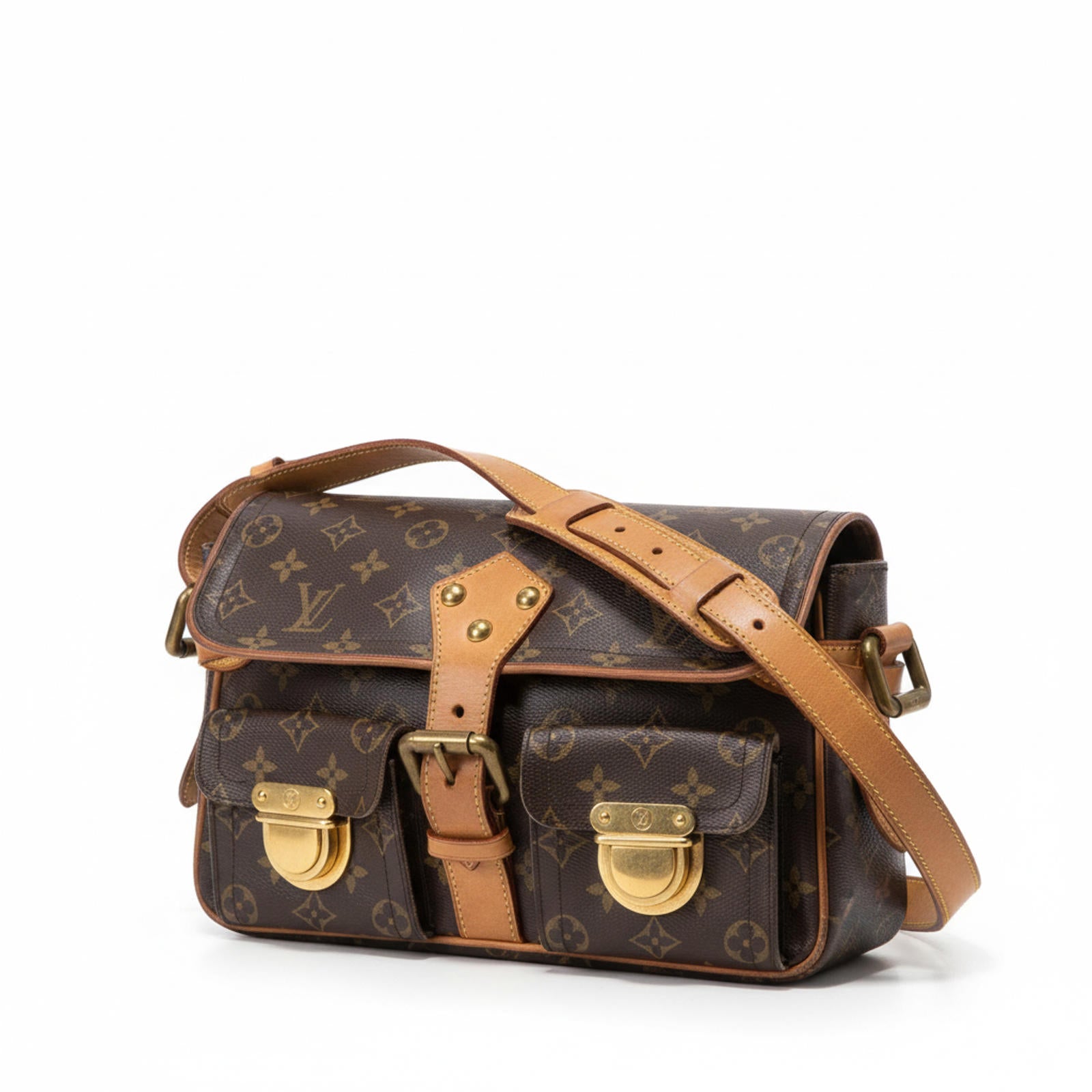 Louis Vuitton - Monogram Canvas Shoulder Bag with Leather Trim